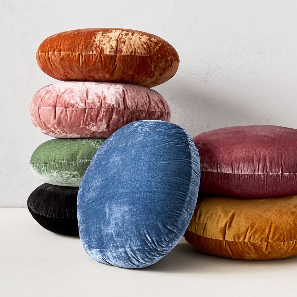 Round Lush Velvet Cushions West Elm UK